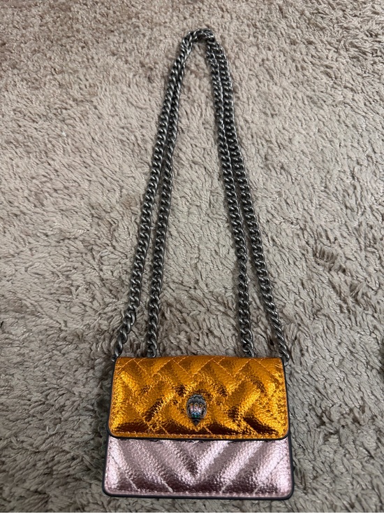 Kurt Geiger Handbags - Kurt Geiger Metallic Two-Tone Quilted Chain Shoulder Bag - Gold & Pink